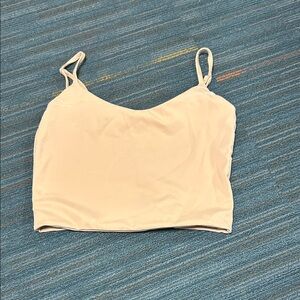 Express Cream Crop Top with Spaghetti Straps